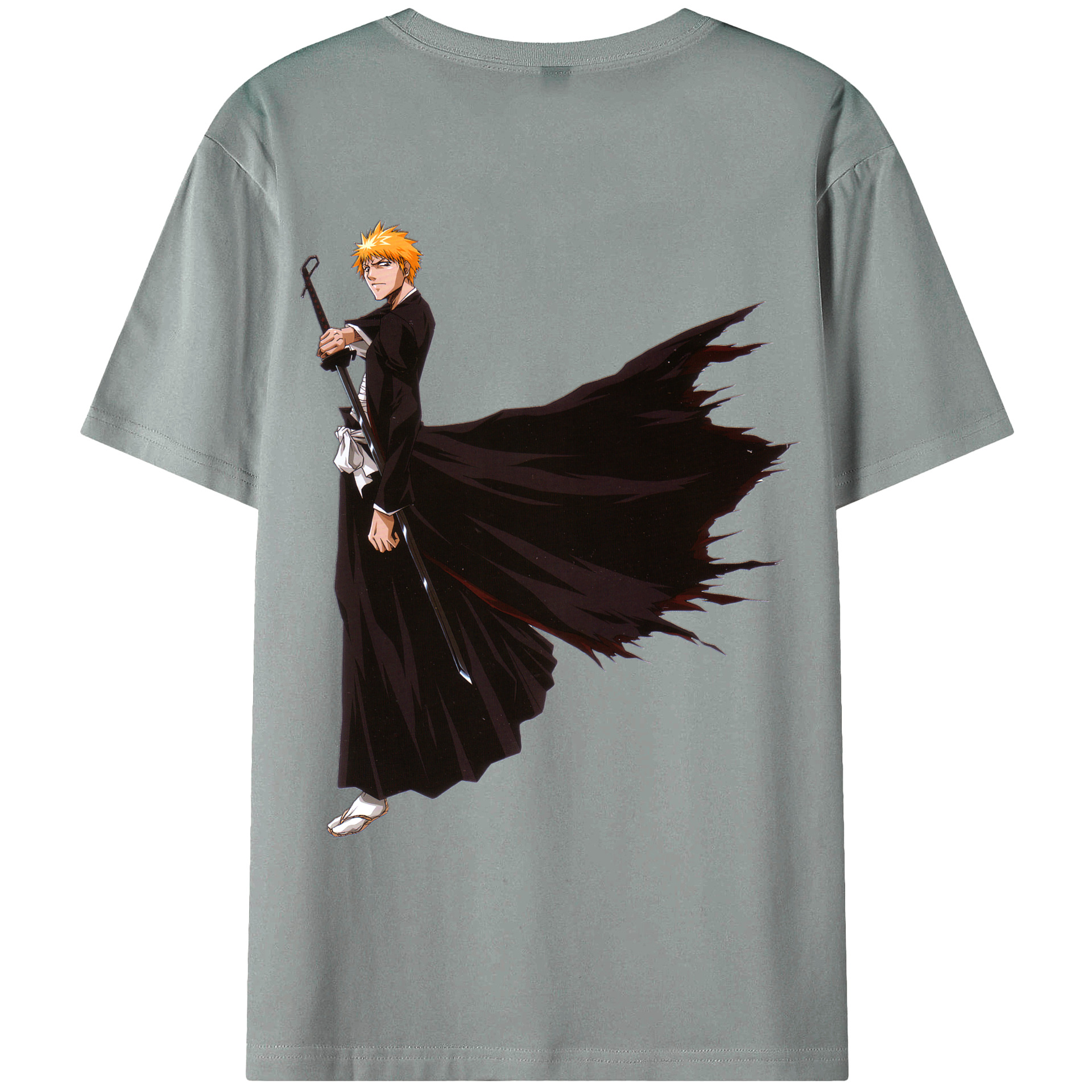 （画像用） ブリーチ 黒崎一護（くろさき いちご）BLEACH Kurosaki Ichigo 綿100％ メンズ半袖Tシャツ（バックプリント） 通気性